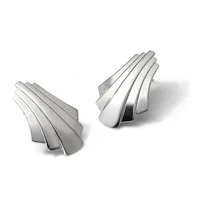 Two pairs of metallic curved drawer pulls or cabinet handles with fan-like ribbed designs, shown from above with shadows.