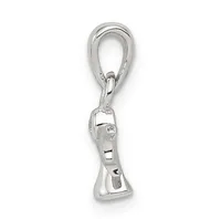 A silver whistle charm with a loop attachment, shown hanging against a white background.