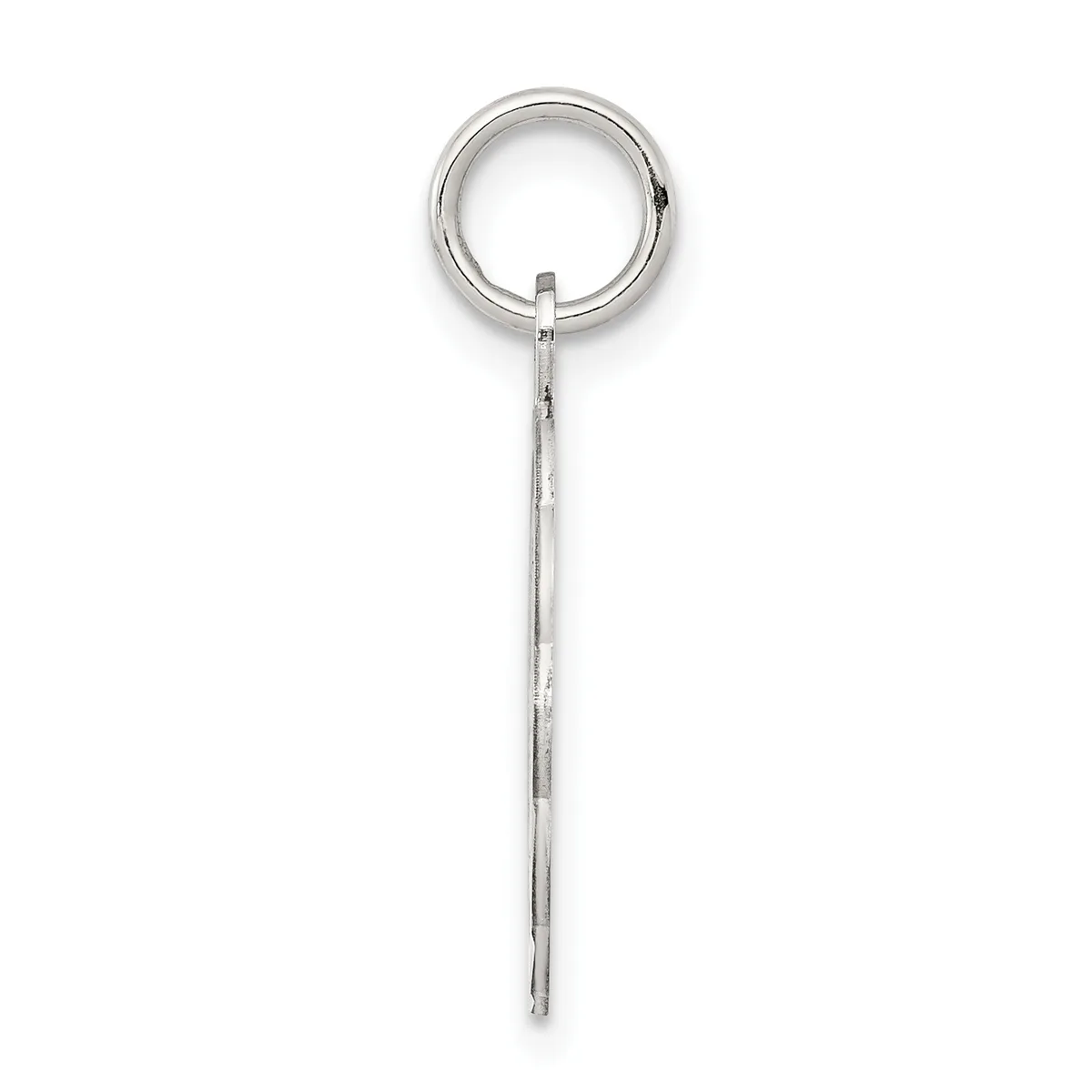 A silver stick pendant with a circular loop at the top, displayed vertically against a white background.
