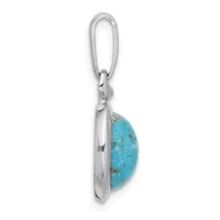 A sterling silver pendant featuring a polished oval bail attached to a turquoise cabochon stone with brown matrix veining, displayed against a white background.