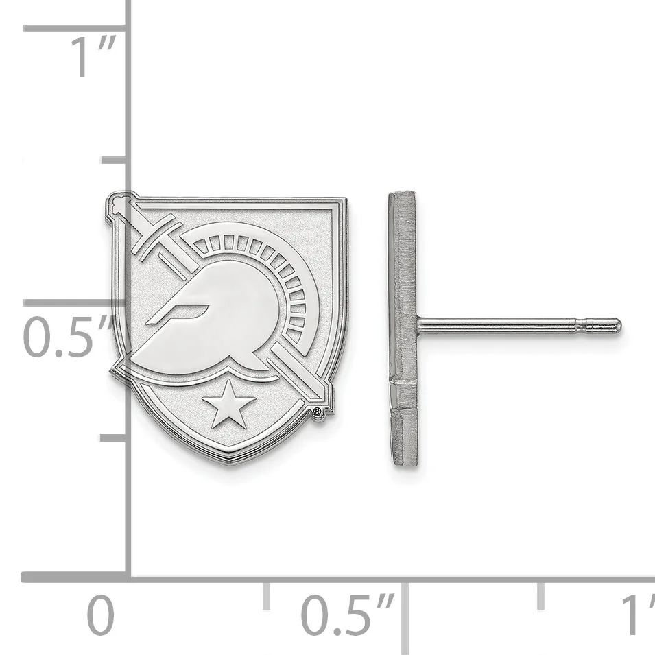 A silver-toned lapel pin with a shield-shaped face featuring a helmet and star design, shown next to its straight pin post against a measurement scale.