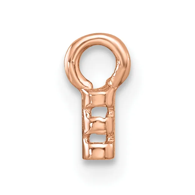 Copper-colored metal loop connector with a rounded top ring and rectangular stem featuring three rectangular cutouts, shown against a white background.