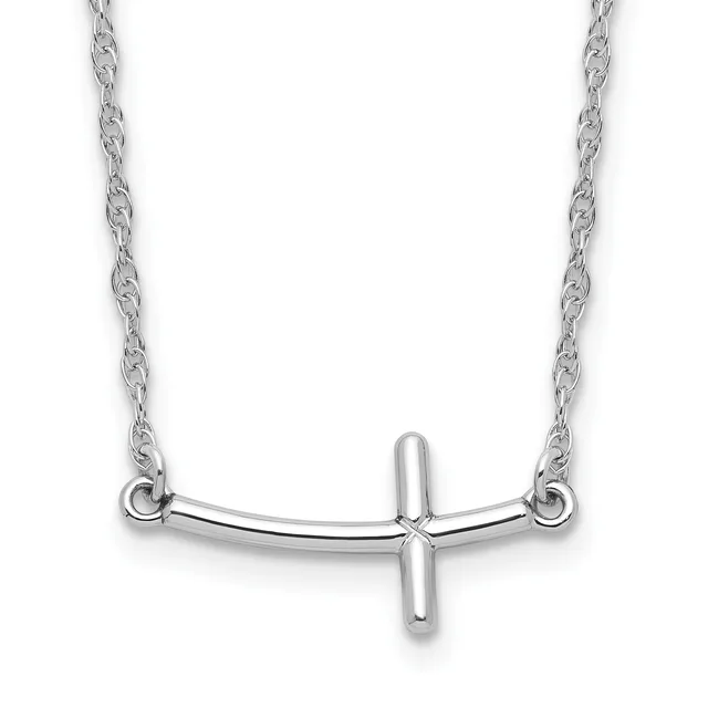 Sterling Silver Sideways Cross Necklaces — 14 in · Sterling Silver · Rhodium Silver Tone