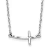 Sterling Silver Sideways Cross Necklaces — 14 in · Sterling Silver · Rhodium Silver Tone