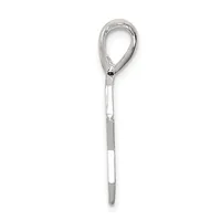 A silver teardrop pendant with an open loop top and a cylindrical striped shaft, shown hanging against a white background.