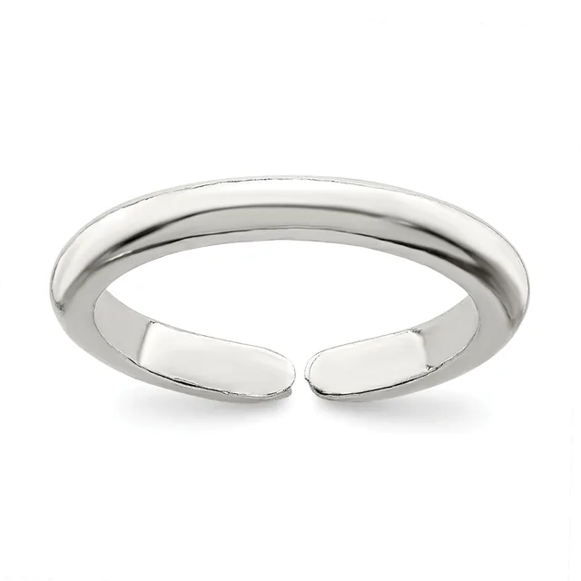 A polished silver open band ring with rounded edges, shown against a white background.
