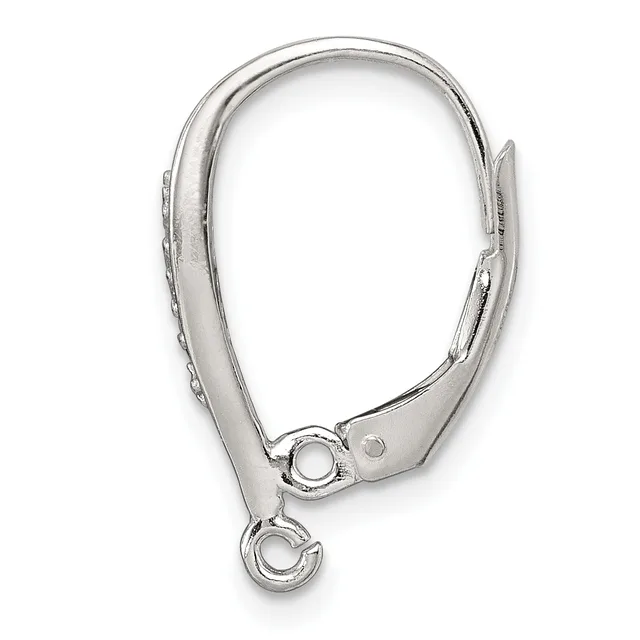 Silver-tone leverback earring findings with textured surfaces and hanging loops, shown against a white background.
