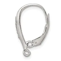 Silver-tone leverback earring findings with textured surfaces and hanging loops, shown against a white background.