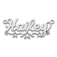 Silver-toned decorative text reading "Hailed" in script with ornamental stars below, shown against a white background.