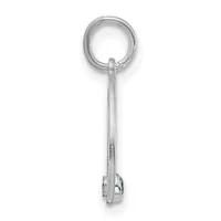 A sterling silver charm pendant consisting of a round loop at the top connected to a long rectangular stem with a small stamped hallmark, ending in a decorative clasp mechanism at the bottom.