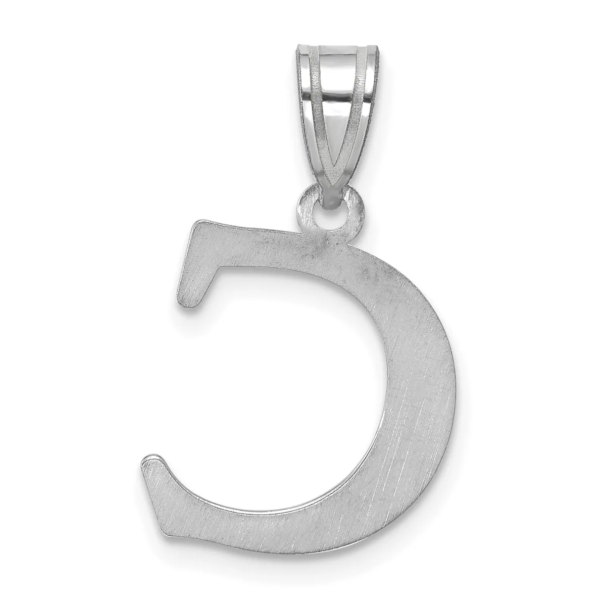 Silver pendant shaped like the number 5 with a split bail loop at the top, displayed against a white background.