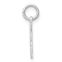 A sterling silver long pendant with a textured rectangular stem and a polished circular loop at the top, displayed against a white background.