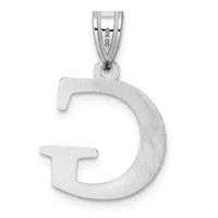 Silver letter D pendant with a polished bail, displayed against a white background.