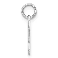 A silver hoop earring with a long rectangular post attached, displayed vertically against a white background.