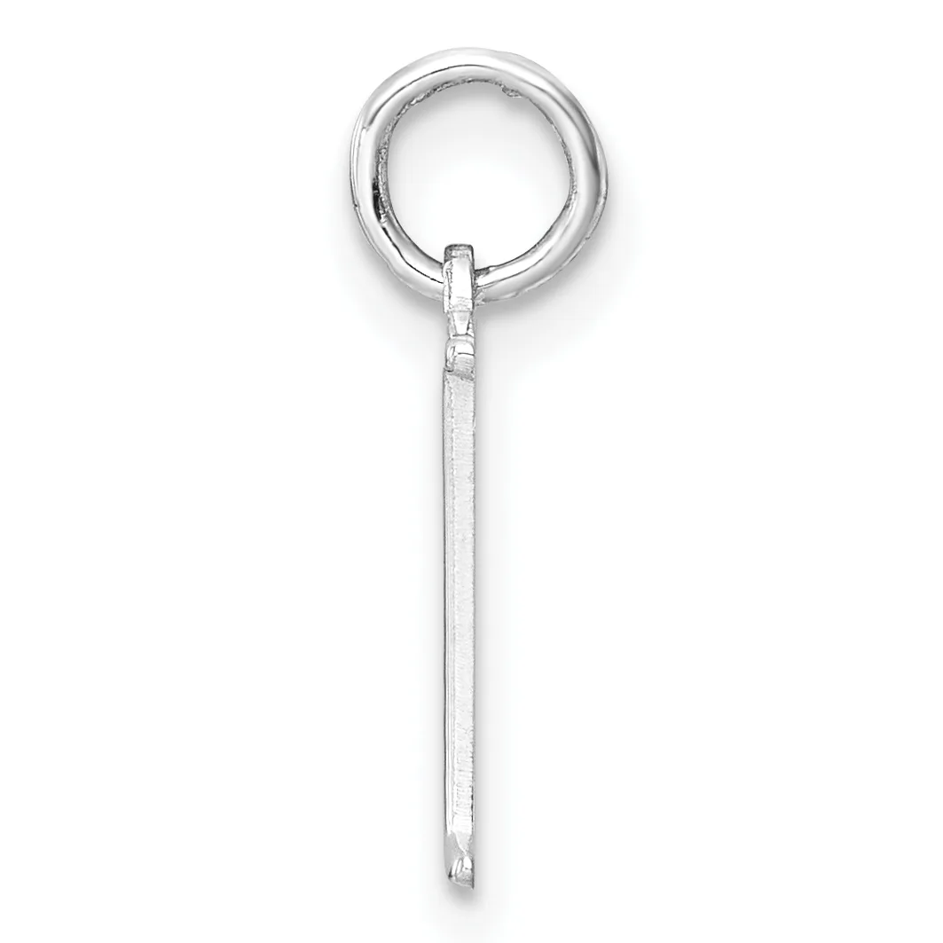 A silver pendant consisting of a circular loop at the top connected to a long rectangular bar shaft, shown against a white background.