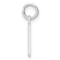 A silver pendant consisting of a circular loop at the top connected to a long rectangular bar shaft, shown against a white background.
