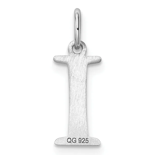 A silver cross pendant with a brushed finish and small loop at the top, displayed against a white background.