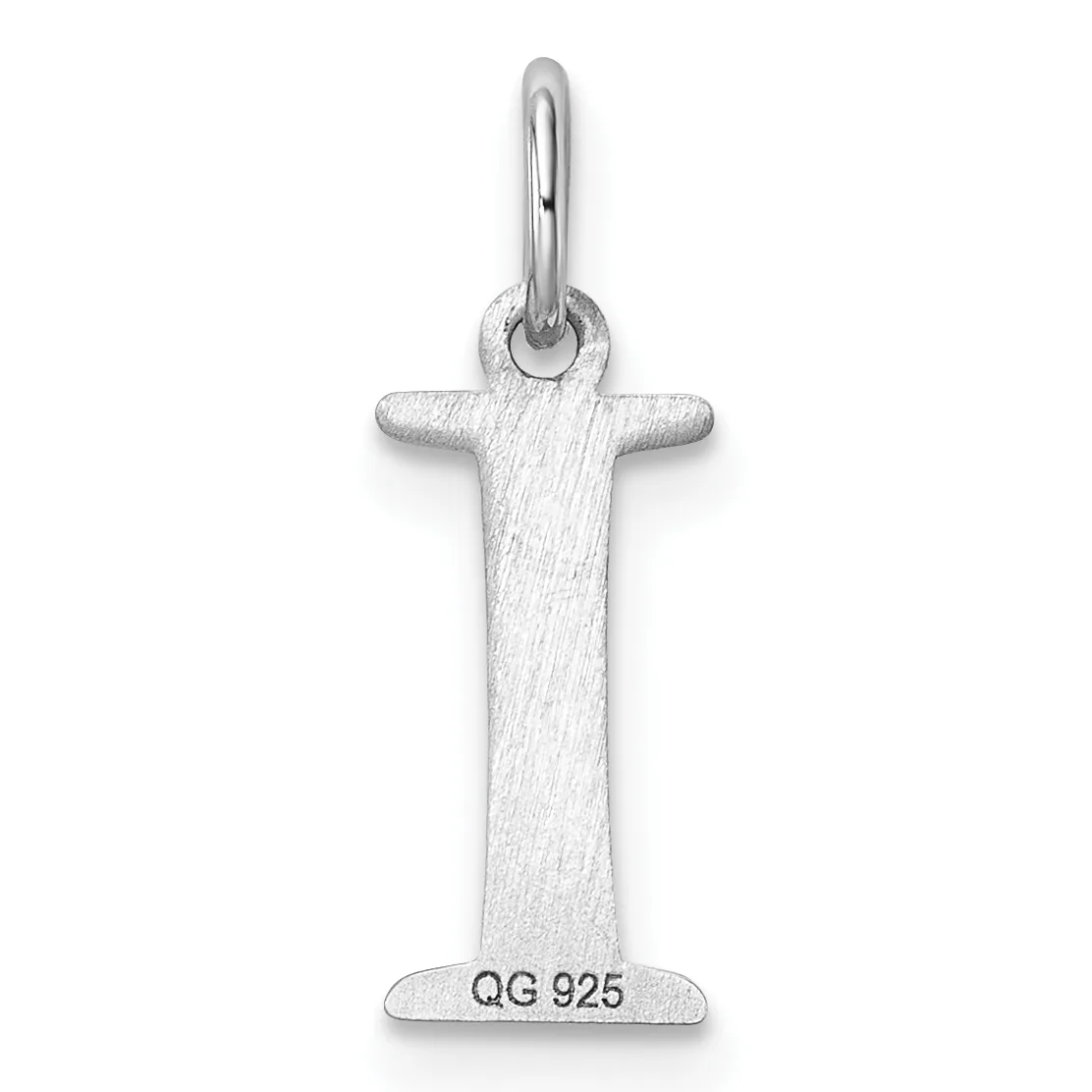 A silver cross pendant with a brushed finish and small loop at the top, displayed against a white background.