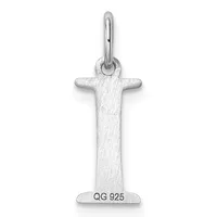 A silver cross pendant with a brushed finish and small loop at the top, displayed against a white background.