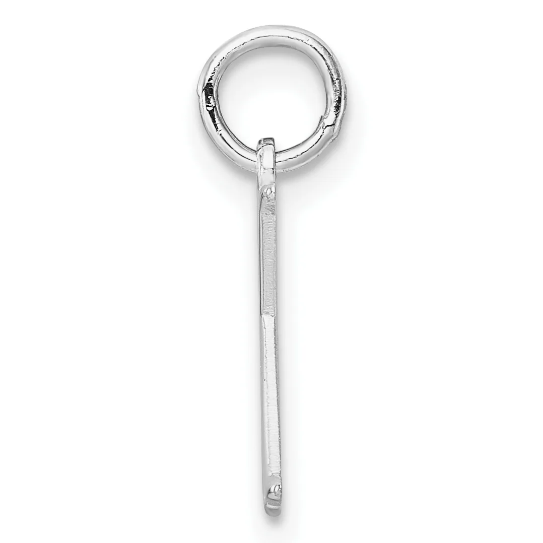 A silver pendant with a circular loop at the top and a rectangular bail extending downward, shown against a white background.