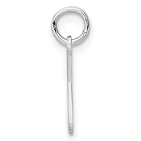 A silver pendant with a circular loop at the top and a rectangular bail extending downward, shown against a white background.