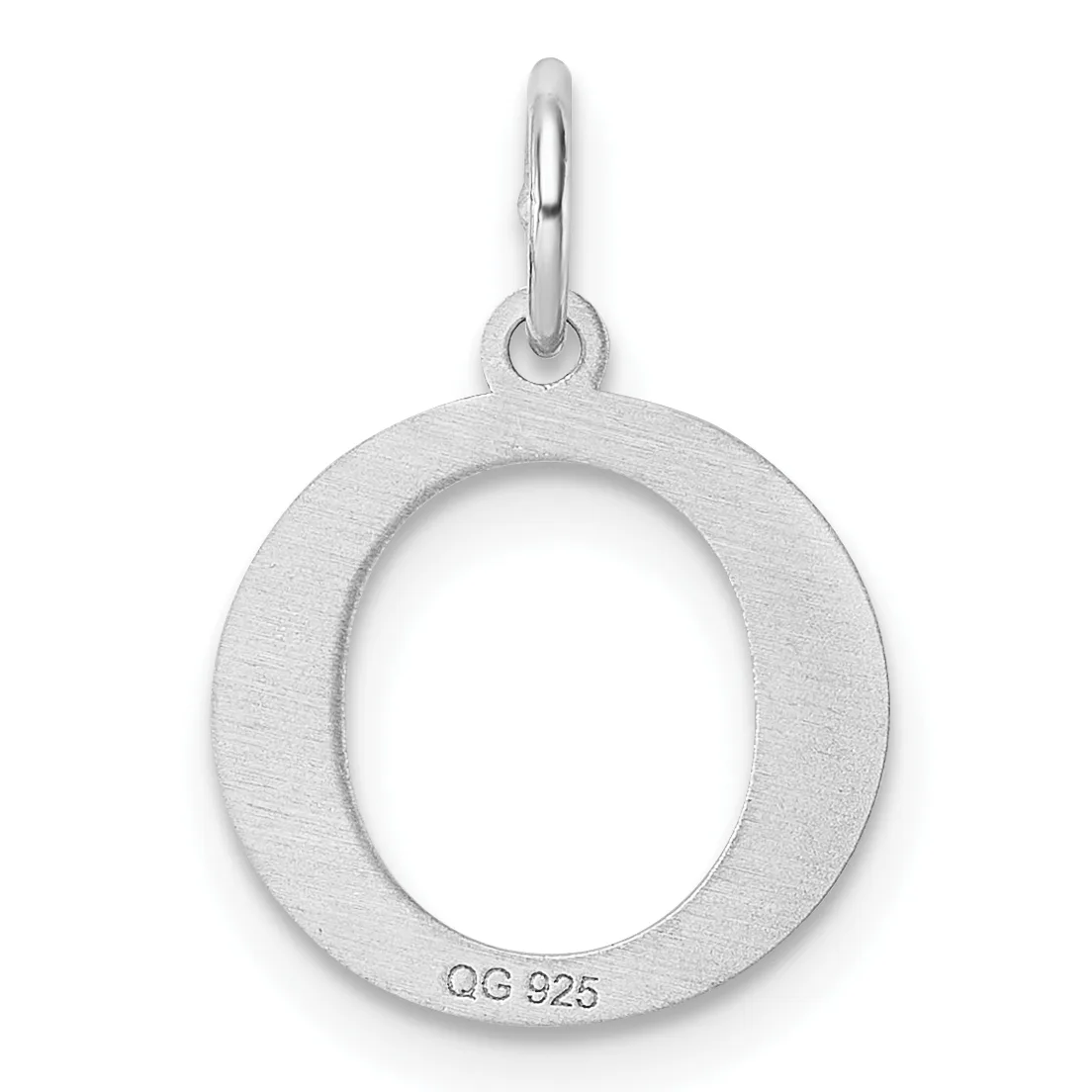 A polished silver circular pendant with a hollow center and small loop bail at the top, displayed against a white background.