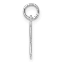 Silver charm holder pendant consisting of a round loop at the top with a long rectangular bail extending downward, shown against a white background.