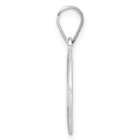 A long, narrow silver spoon with a teardrop-shaped bowl at the top and a handle with a small hallmark, displayed vertically against a white background.