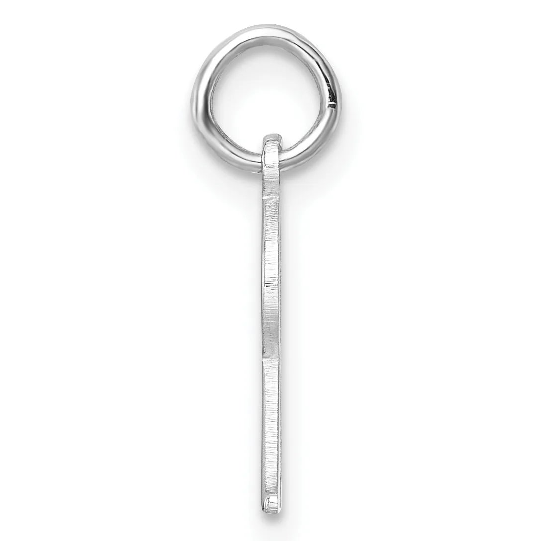 A silver pendant consisting of a long rectangular stem with a circular loop at the top, displayed vertically against a white background.