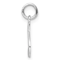 A silver hoop earring with a textured bar pendant hanging from it, displayed against a white background.
