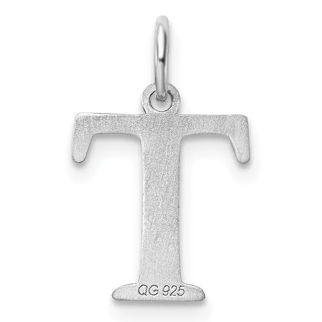 Sterling silver cross pendant with a textured finish and looped bail, displayed against a white background.