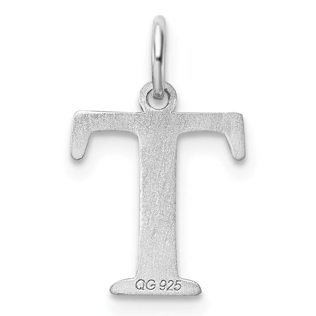 Sterling silver cross pendant with a textured finish and looped bail, displayed against a white background.