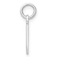 A silver hoop earring with a long thin post attached to the bottom loop, shown against a white background.