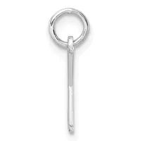 A silver pendant with a circular loop at the top and a long thin stem, shown against a white background.