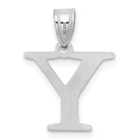 Sterling silver pendant shaped like the letter Y with a triangular cutout in the center, suspended from a bail with a small stamped hallmark.