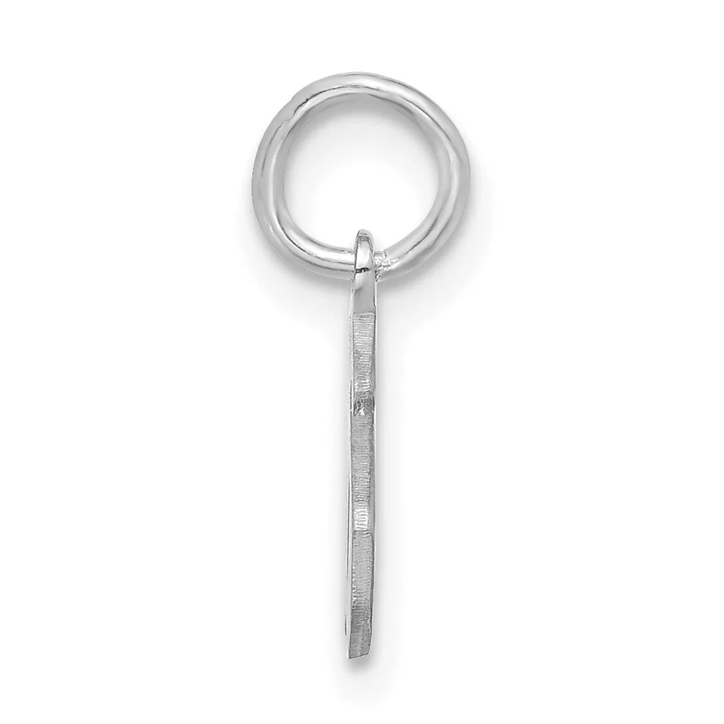 A silver pendant consisting of a polished circular loop attached to a textured rectangular stem, shown suspended against a white background.