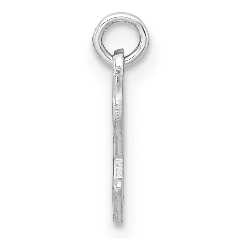 A silver eye hook with a threaded shaft and small stamped hallmark, shown vertically against a white background.