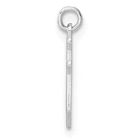 A long, thin sterling silver pendant with a textured rectangular body and a rounded loop at the top for hanging.