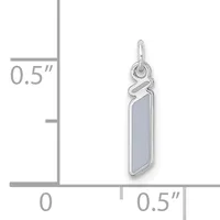 Silver rectangular pendant with gray stone inset and decorative loop at top, shown next to ruler indicating approximately 0.5 inches wide by 0.5 inches tall.