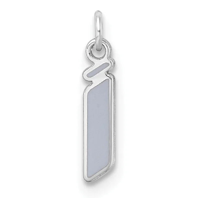 Silver pendant charm with a rectangular gray stone inlay, featuring a decorative zigzag cutout detail at the top and a loop for attachment.