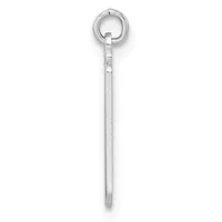 A long silver chain pendant with a textured rectangular bar hanging from a round loop at the top.