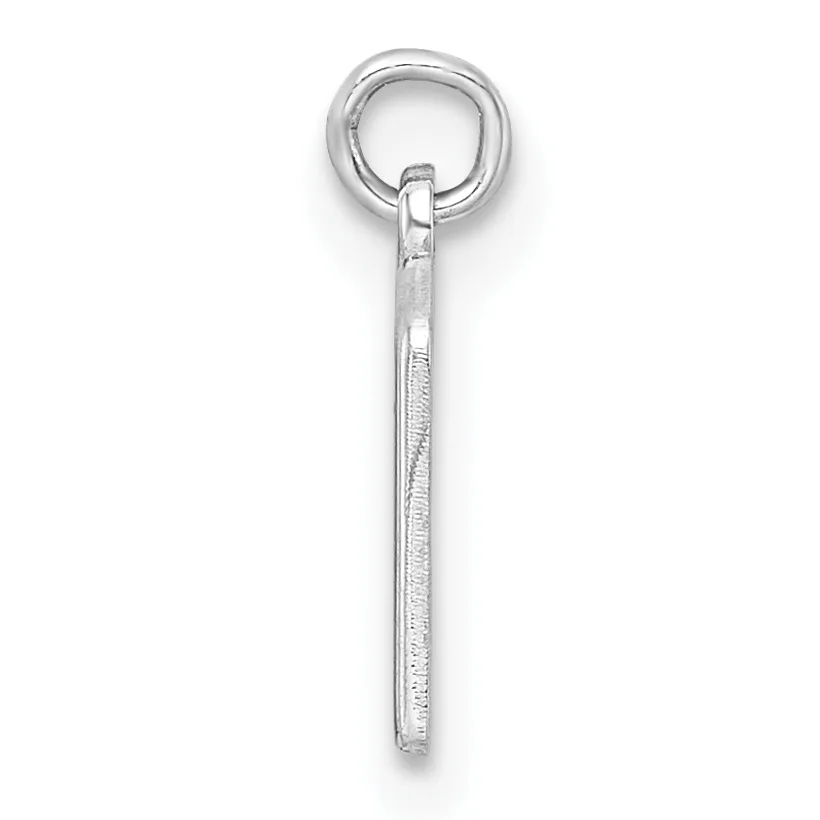 A silver pendant consisting of a long rectangular bar with textured surface attached to a circular loop at the top.