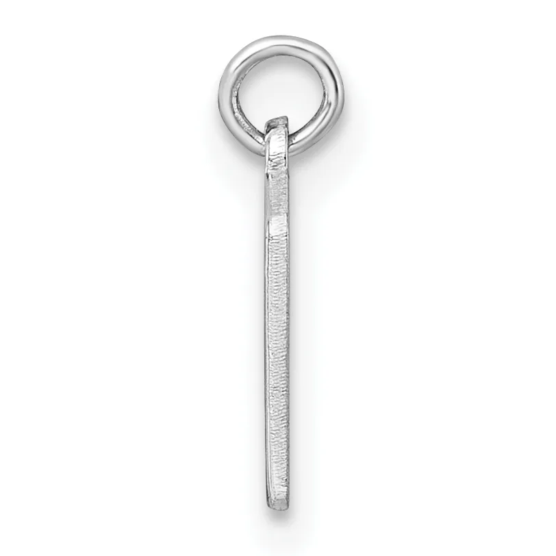 A silver pendant charm consisting of a long rectangular bar with textured surface attached to a round loop at the top.