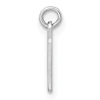 A silver pendant charm consisting of a long rectangular bar with textured surface attached to a round loop at the top.