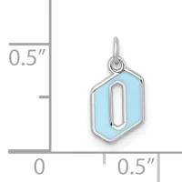 A light blue hexagonal pendant with a silver-toned metal frame and oval cutout in the center, shown next to a measurement scale indicating approximately 0.5 inches in height and width.
