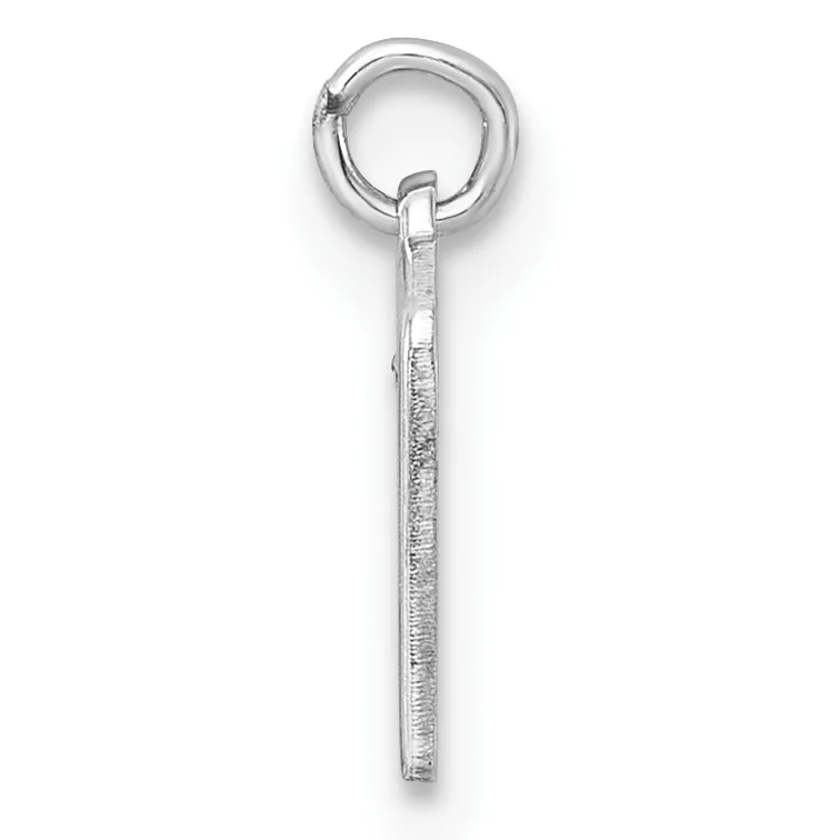 A silver pendant consisting of a textured rectangular bar hanging from a polished ring with an attached connector loop.