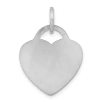 A polished silver heart-shaped pendant with a small loop attachment at the top, displayed against a white background.