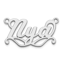 A silver-toned metal pendant with ornate scrollwork featuring the word "Loyal" in stylized script lettering, with two small loops at the top for attachment.