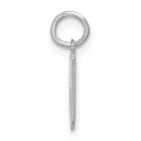 A silver keyring with a circular loop at the top and a long rectangular stem hanging below it, shown against a white background.