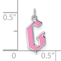 Pink enamel number 13 charm with silver-tone metal outline and loop, shown against a measurement scale indicating approximately 0.5 inches in height.